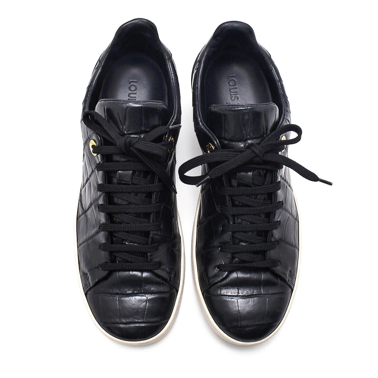 Louis Vuitton - Black Embossed Leather Frontrow Sneakers